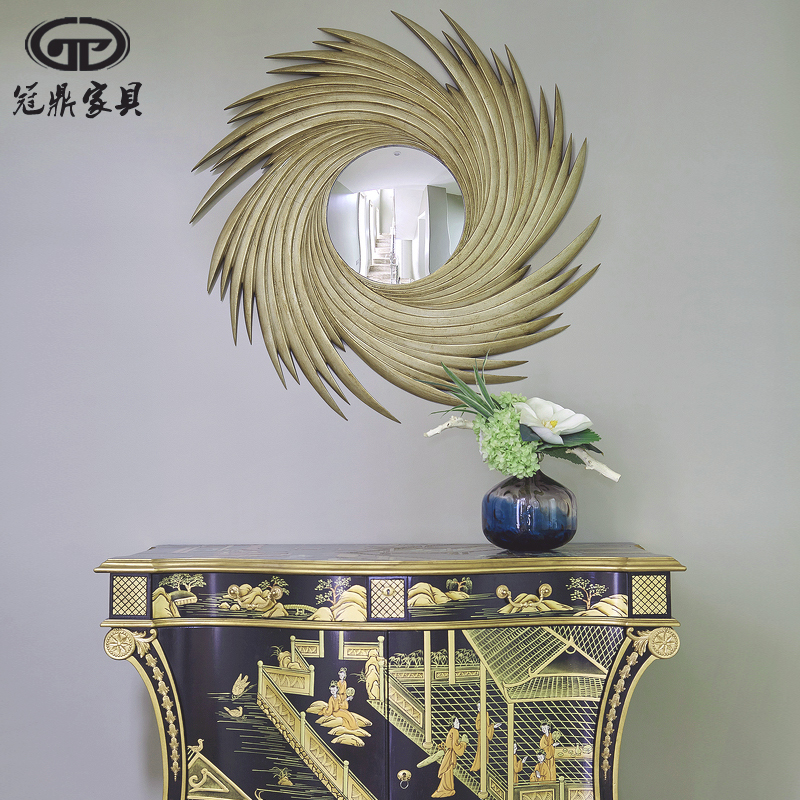 Crown Tripod Custom Racing eye Living room Decorative Mirror American Genguan Hanging Mirror Background Wall Creative Wall Accessories Art Mirror