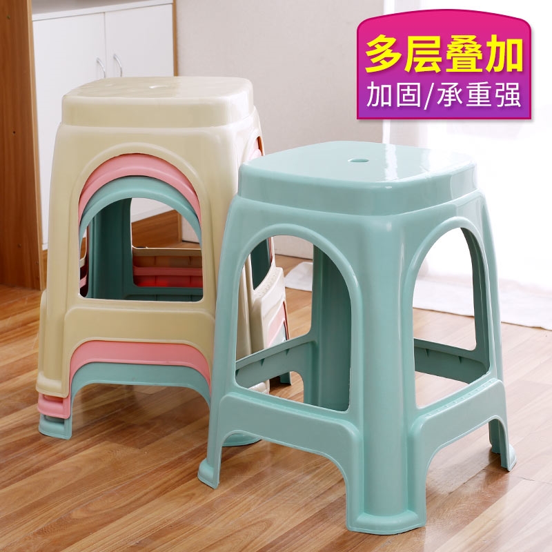 Dining Table And Chairs Plastic Stools Thickened Home Anti-Slip Bench High Stool Living-room Sturdy Bathroom High Den Footstool Stack Stool