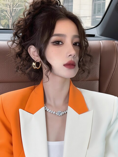 Early Spring Korean Style Unique and Beautiful Light Luxury High-End Super Stylish Niche Design Fashionable Commuter Color-Block Blazer