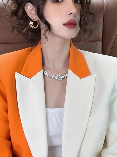 Early Spring Korean Style Unique and Beautiful Light Luxury High-End Super Stylish Niche Design Fashionable Commuter Color-Block Blazer