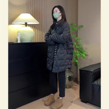 Black Mid-Length High-Neck down Jacket for Women, 2026 Spring New Style, Petite, Fashionable, Lightweight Cotton Coat