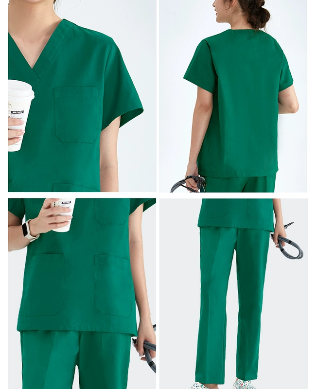 Áo choàng phẫu thuật, áo choàng rửa tay, áo choàng phòng mổ cotton nguyên chất nữ dài tay nhanh khô đồng phục y tá ngắn tay, đồng phục bác sĩ chà, quần yếm nam áo bảo hộ phòng sạch