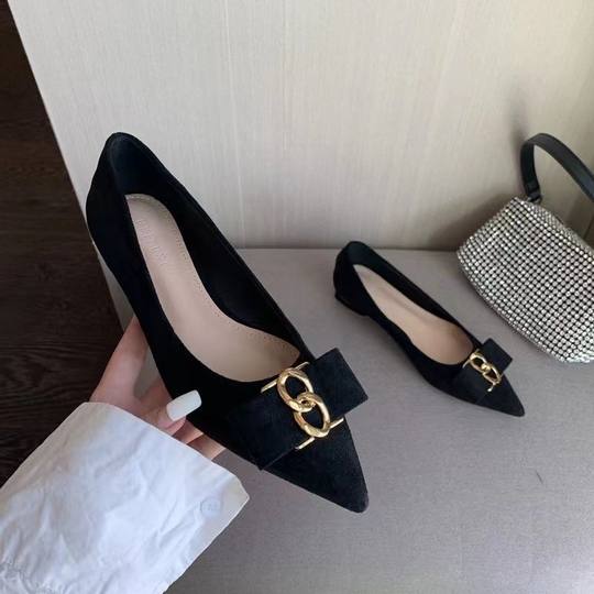 Pointed Toe Women's Suede Versatile Soft-Soled Comfortable Slip-On Loafers Black Professional Loafers