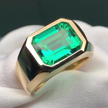 European and American Foreign Trade Amazon Gemstone Ring, Green Zircon Ring, Bold and Unique Vintage Ring for Men and Women, Simple Korean Style