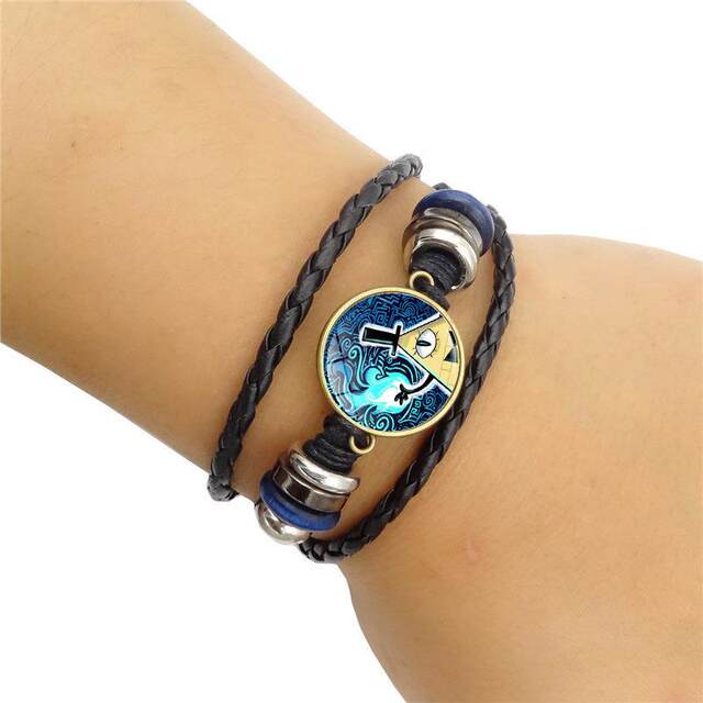 GravityFalls Weird Town Leather Bracelet Time Gemstone DIY Jewelry Multi-layer Braided Bracelet Hand Accessories