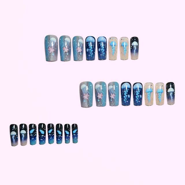 Ocean Elements Starry Sea Journey·Jellyfish Wearable Nails Removable Nail Art 24 Pieces