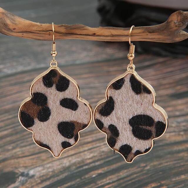 Independent Website Cross-Border Jewelry Vintage Baroque Style Leopard Print Earrings Creative Alloy Velvet-Stitched Earrings