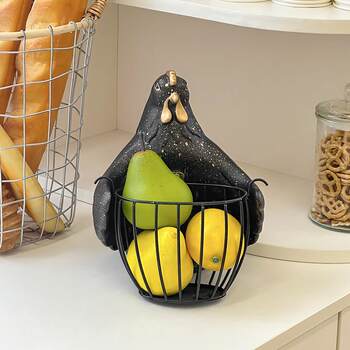 American-Style Pastoral Style Chicken-Shaped Storage Basket for Home Kitchen, Fruit and Egg Basket, Storage Basket for Household Use