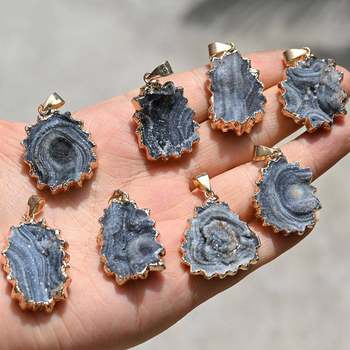 Natural Crystal Agate Cluster Sun Flower Pendant Sun Agate Cluster Galaxy Necklace Irregular Jewelry