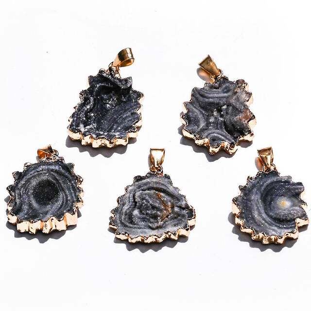 Natural Crystal Agate Cluster Sun Flower Pendant Sun Agate Cluster Galaxy Necklace Irregular Jewelry