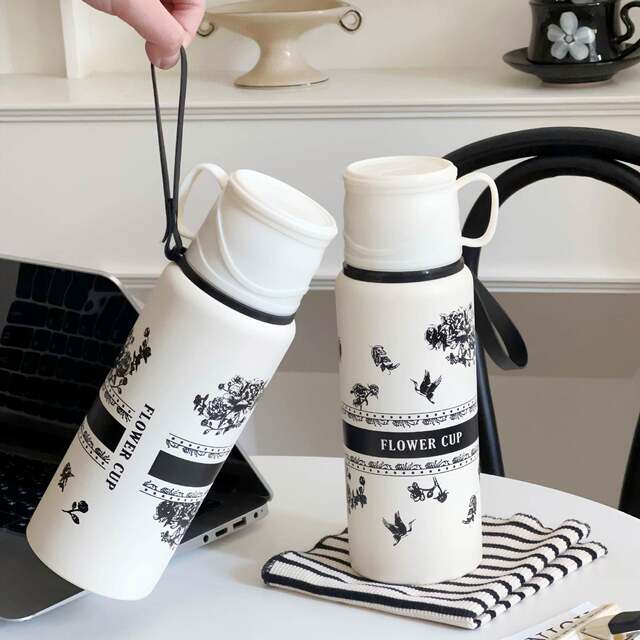 High-End Business Thermos Cup with Large Capacity and Handle, Men's Tea and Water Separation Cup, 316 Stainless Steel Outdoor Water Cup