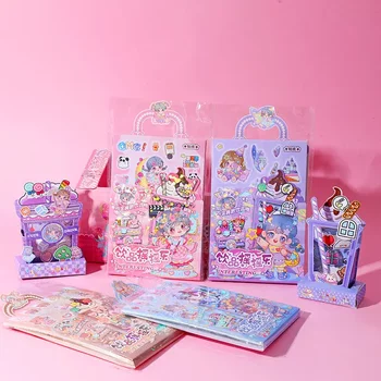 Ahuajiang Drink Shake Stickers (8 Pieces/Display Box) Cute Cartoon Journal Stickers No-Cut Sticker Pack