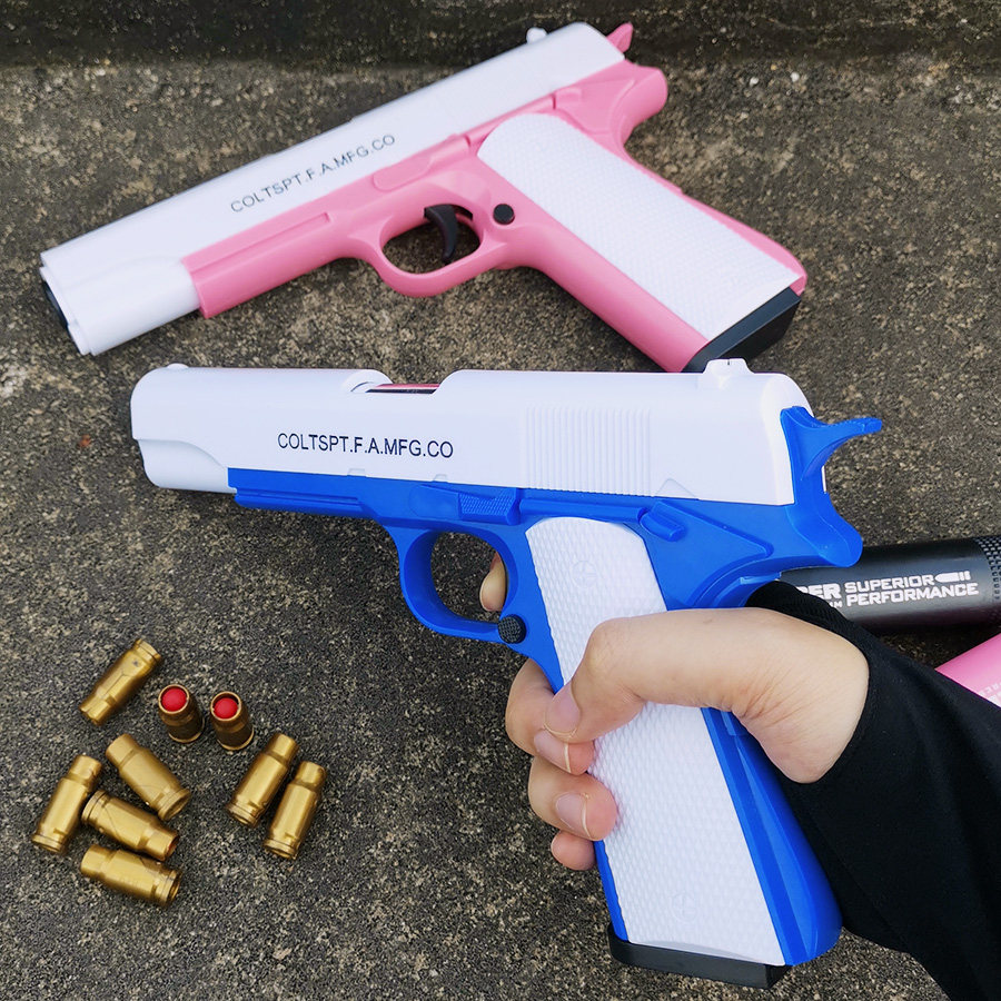 Children's soft bullet gun simulated shell Glock toy gun model boy eats chicken handle pulled down for launcher robbery