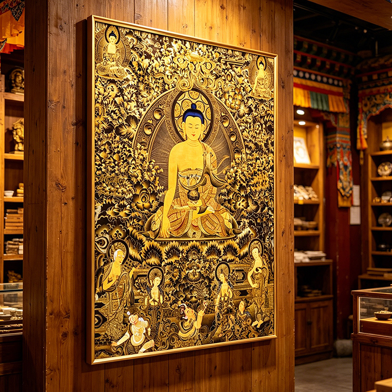 Shakyamuni Thangka Decorative Hanging Painting Tibetan Style Shop Restaurant Living Room Entrance Hall Study Room Guanyin Bodhisattva Mural Shakyamuni Thangka Decorative Hanging Painting Tibetan Style Shop Restaurant Living Room Entrance Hall Study Room Guanyin Bodhisattva Mural