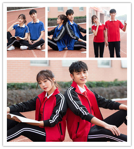Three Pieces of Junior High School Uniform Customized Men and Women Long Sleeve Sports Set Group Clothing College Wind
