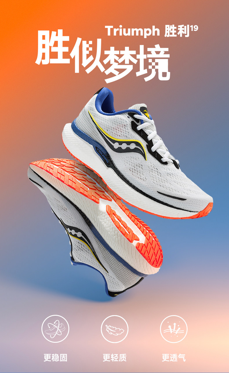 Saucony 索康尼 Triumph 胜利 19 顶级缓震跑鞋 多重优惠折后￥672包邮 男、女多色可选