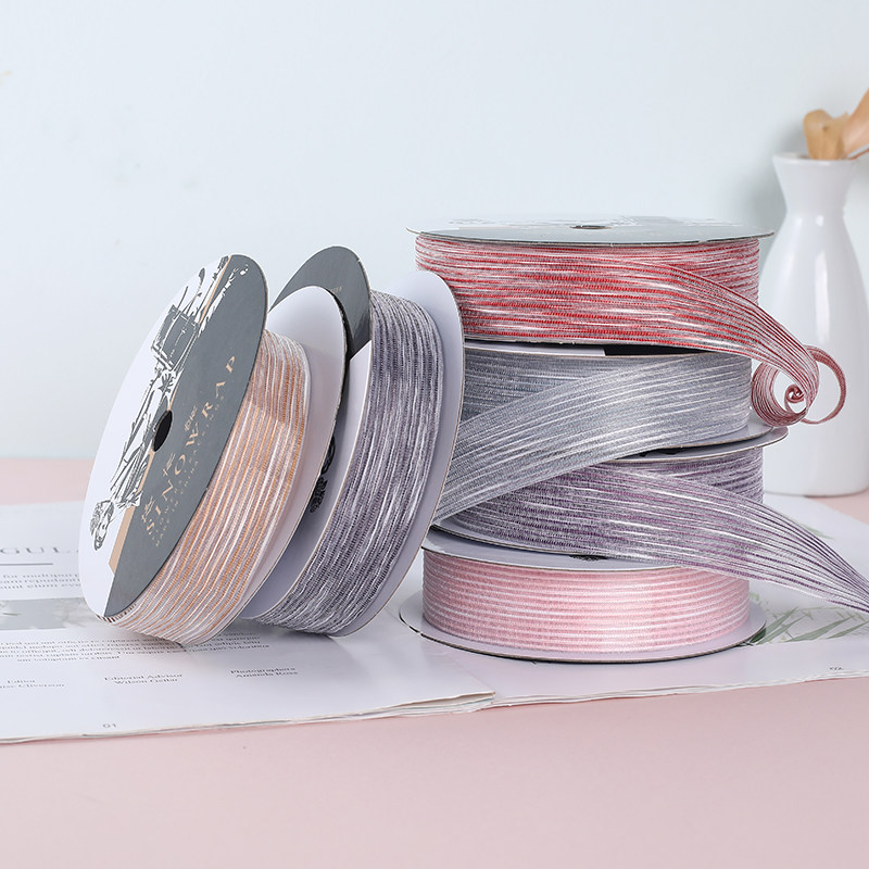 Floral dress Rose Yarn Transparent yarn with floating wire with colored silk striped bouquet Birthday Package With Flowers Ribbon