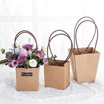 Waterproof Cow Leather Handbag paper bag T Type of flower bag Multi-meat Green Planted Potted Gift Bag Flower Shop DIY Salon activities