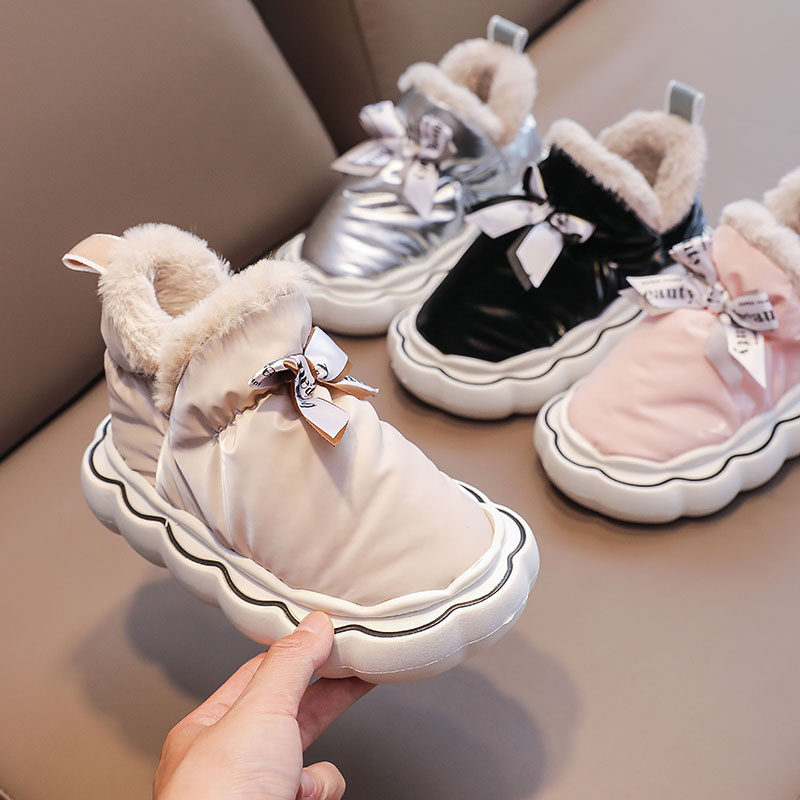 Parent-child children's shoes winter girls' cotton shoes winter plus velvet thickened anti-ski boots outer wear bag heel two cotton shoes winter shoes women