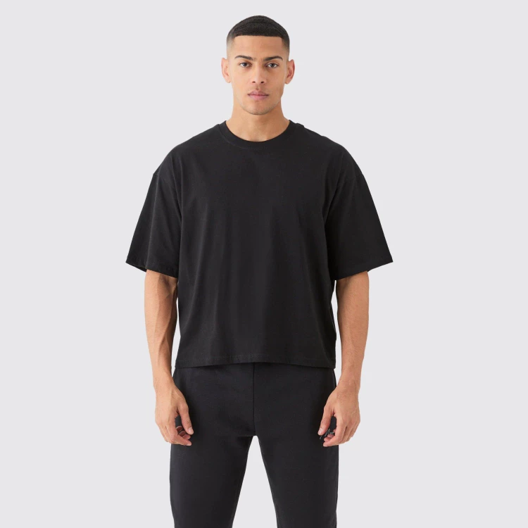 American small neckline BOXYFIT short wide heavy short sleeve cleanfit Solona cool solid color bottoming T-shirt for men