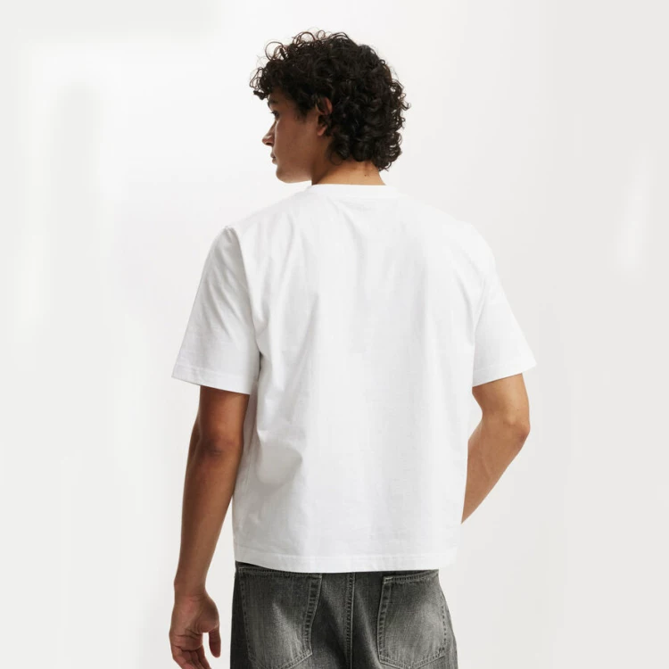 American small neckline BOXYFIT short wide heavy short sleeve cleanfit Solona cool solid color bottoming T-shirt for men