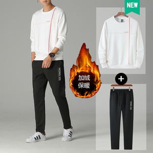 公牛丹尼男士秋款加绒运动时尚潮流卫衣套装