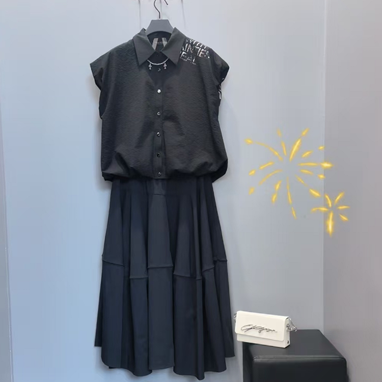 2026 Summer New Style Shengchuang Shengdiao Fashionable Lapel Letter Print Short-Sleeved Shirt Top S26280402