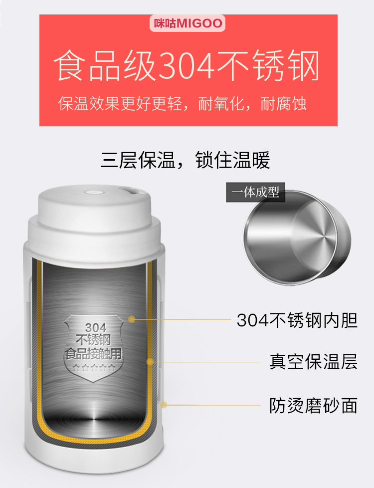 MIGOO Micro Ấm siêu tốc Du lịch nhỏ Gấp Du lịch Nhân tạo nhỏ Hộ gia đình cầm tay Cốc nước nóng - ấm đun nước điện ấm siêu tốc comet