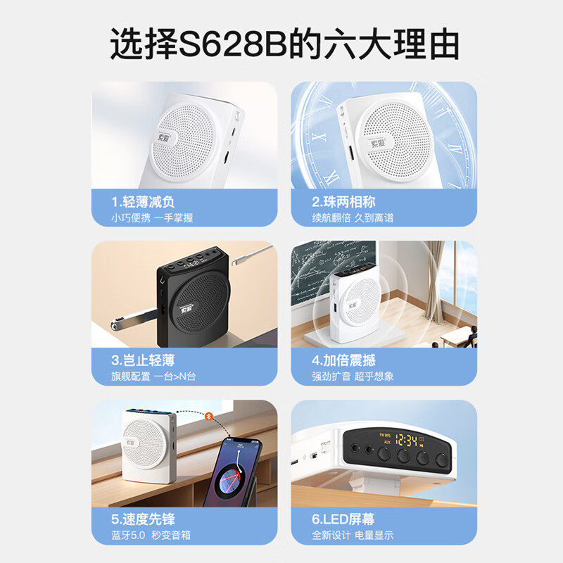 Sony Ericsson S-628W Wireless Loudspeaker S628B Portable Teacher Tour Guide Amplifier with Card Recording