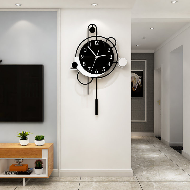 New creative clock table hanging wall fashion 2023 home living room clock hanging bell minimalist Hyundai muted quartz clock-Taobao