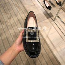 rv patent leather rhinestone square buckle loafers metal buckle slip-on flat shoes RV womens shoes casual platform shoes