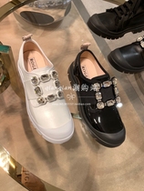 New rv womens shoes rhinestone square buckle cloud shoes sponge cake thick bottom small white shoes single shoes casual sports old shoes