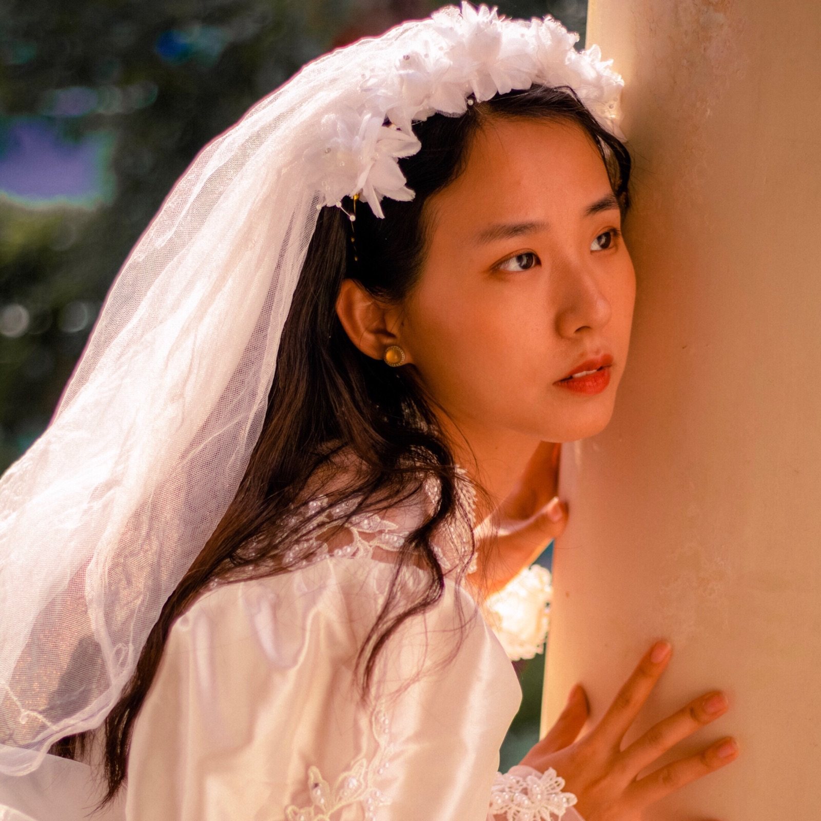 Green And Antique Head Yarn Hair Stirrup Wedding Dress Silk Flower Pearl Head Decoration Fairy hair accessories Accessories Girl 51-80cm