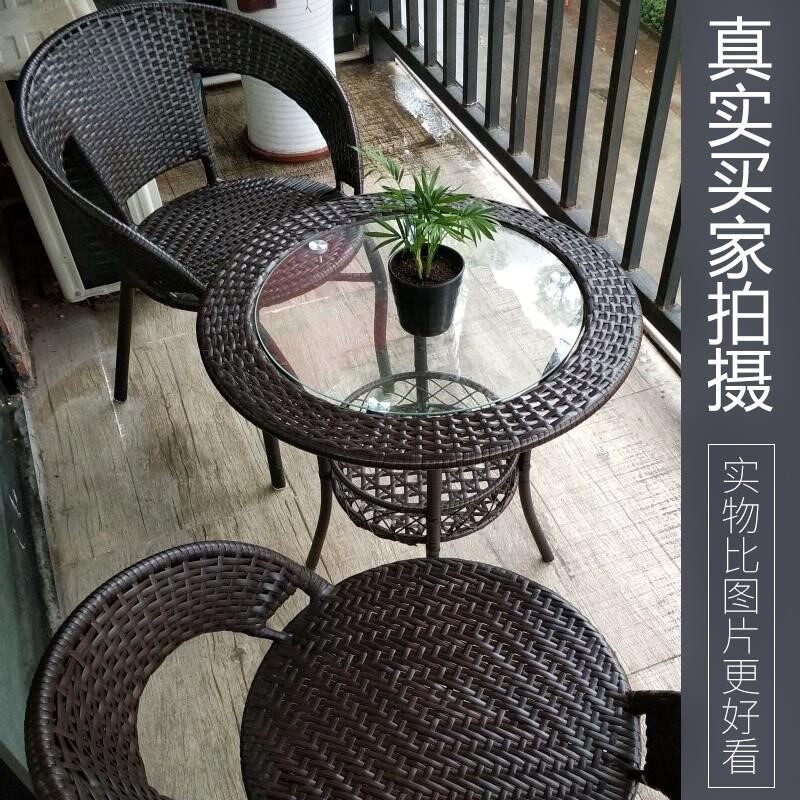 Balcony Small Table Chair Vine Chair Outdoor Leisure guests in talks to receive table and chairs Composition Three-five sets of round table tea table