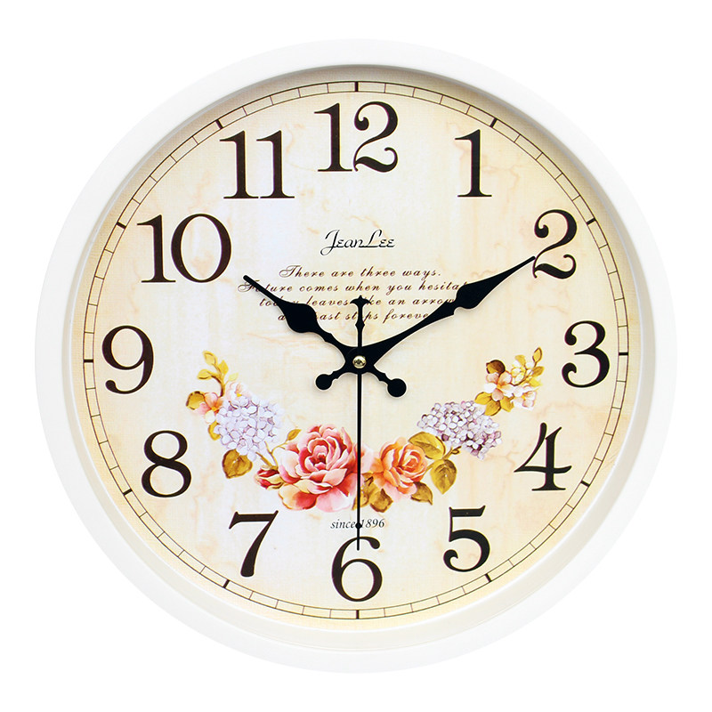 Silent Wall Clock for Living Room, Stylish, Simple, Light Luxury, Pastoral, Round Wall Clock, Bedroom Movement, White Household Wall Clock