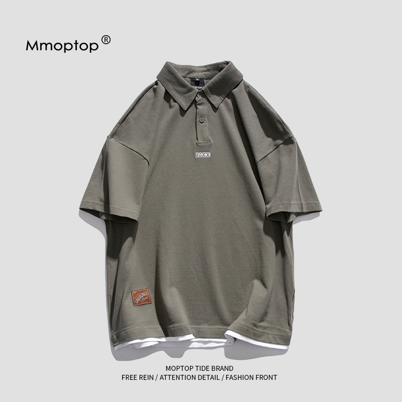 Mmoptop short-sleeved POLO shirt men's summer new retro simple loose casual wild couple half-sleeved T-shirt