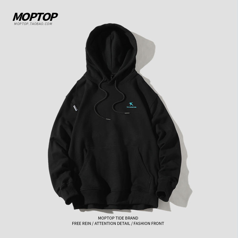 MOPTOP mùa xuân mới Guard nam Tide Nhật Bản Nhãn hiệu INS đằng sau in loose-fitting vài áo khoác trùm đầu.