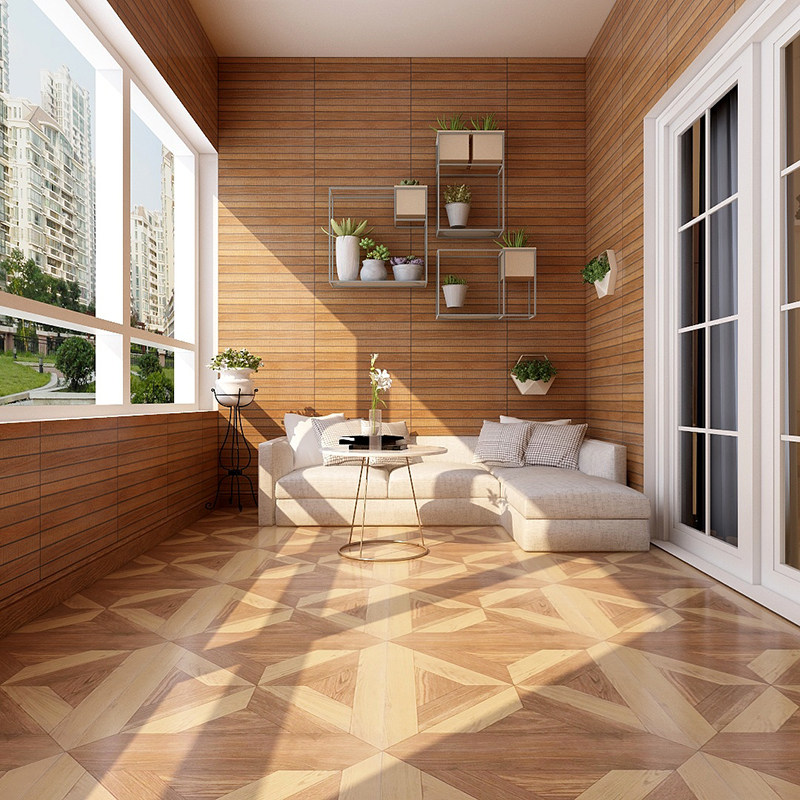 Antique pizza wood tile brick simple living room bedroom non - slip floor tile 600X 600 balcony simulated wooden floor tile