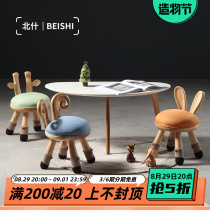 Home Backrest Bench Animal Children Chair Creativity Cute Stool Brief SHORT STOOL KINDERGARTEN BABY SOLID WOOD CHAIR