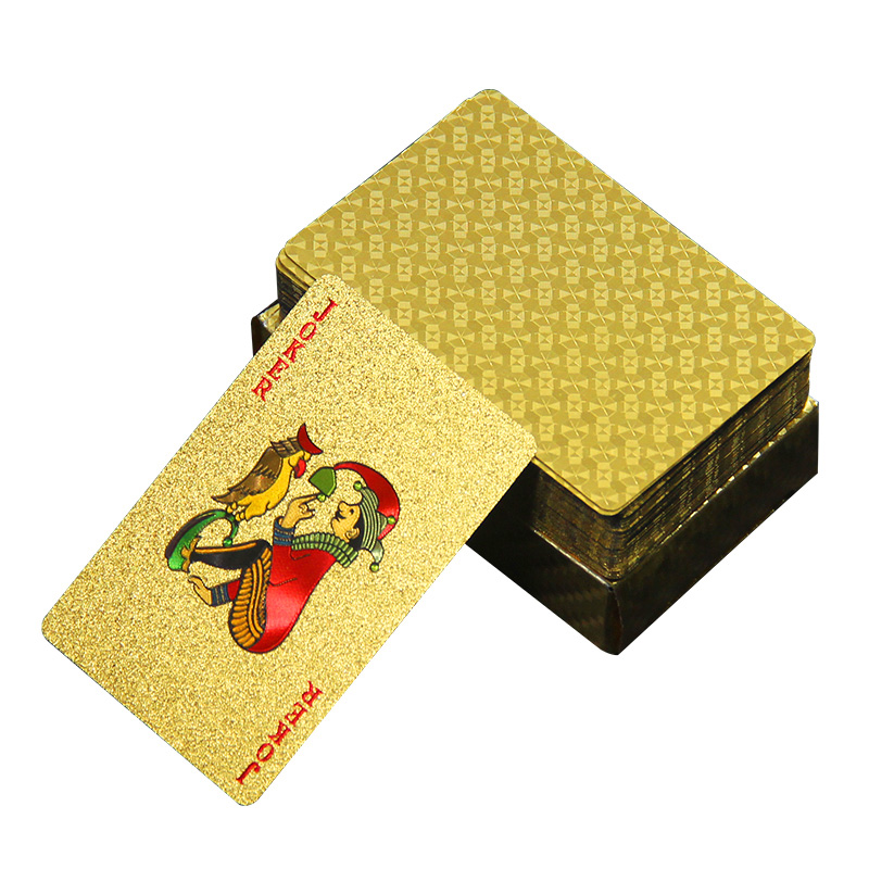 土豪金扑克牌金属PVC塑料防水黄金色朴克创意加厚纸牌斗地主德州