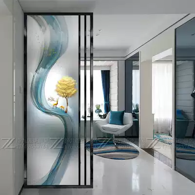 Modern simple entrance living room Changhong glass screen waterproof double-sided partition wall decoration porch small apartment block