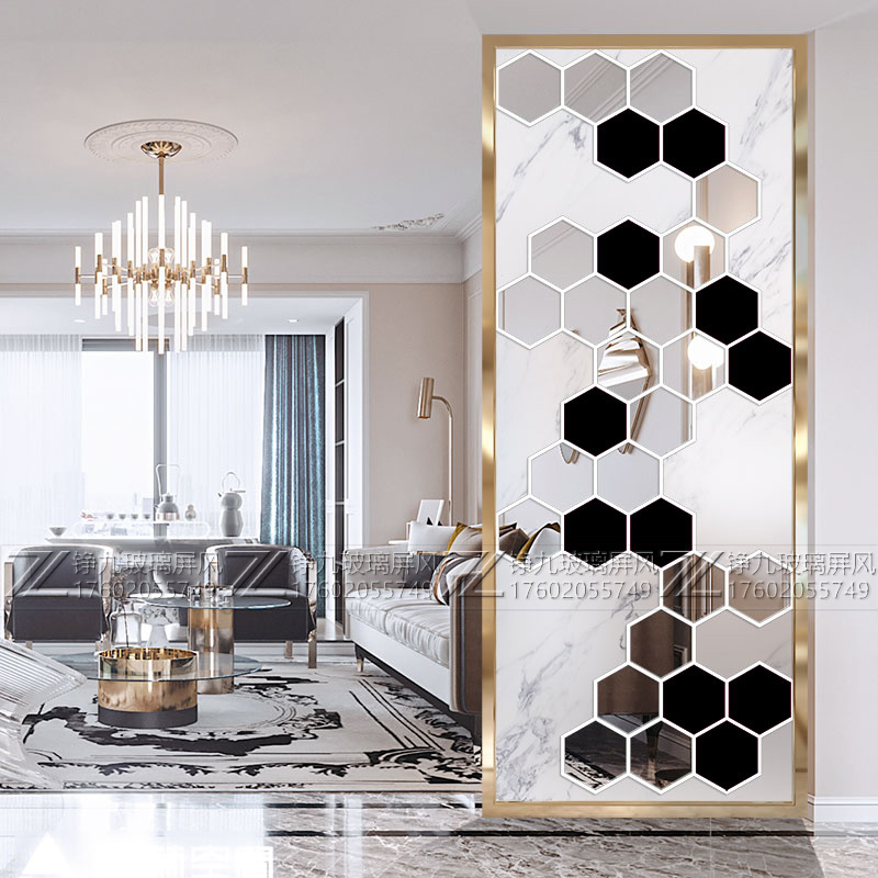 Living room entry porch screen partition foyer kitchen sink simple modern light luxury style decorative frosted glass