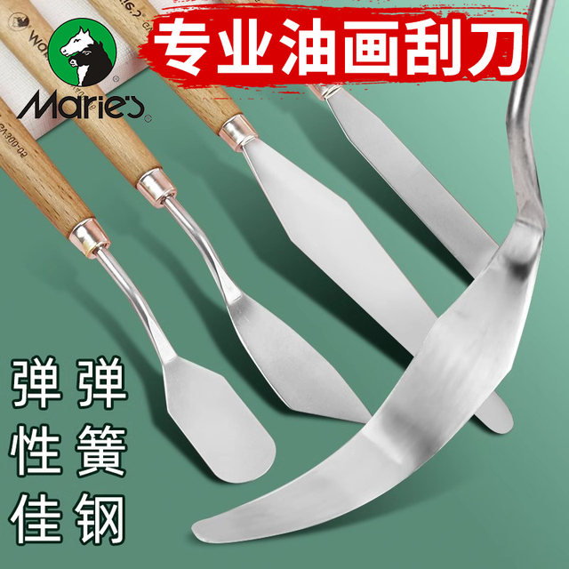 Marley Oil Painting Scraper Acrylic Gouache Paint Pick Knife Color Art Scraper Palette Knife Spatula Texture Knife Pick Knife Pointed Round Head Flat Head Large Tip Small Tip Flat Scraper Soft Neutral Art Supplies