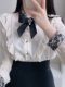 Bow Lace Pink Shirt for Women, Niche Design, High-End Feel, French Style, Spring and Autumn, Petite Long-Sleeved Top