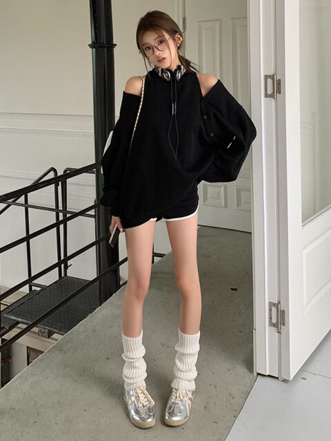 Trendy Off-Shoulder Sweatshirt for Women, 2025 Spring New Style, Sweet and Spicy, Loose and Versatile, Slimming, Lazy Style Top