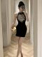 Pure Desire Hot Girl Hot Lady Design Halter Neck Hip Skirt Women's Sleeveless Waist Slim Vest Dress Autumn