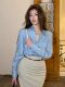 2025 Spring New Design Niche Blue Top Casual Versatile Shirt Loose Slimming Oversized Shirt for Women
