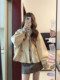 Retro Style Short Trench Coat for Women, Winter Design, Plaid Stitching, Loose Casual Elegant Top