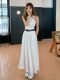 2024 Spring New High-Waisted Slimming White Mid-Length Skirt for Women, Elegant and Versatile A-Line Flared Long Skirt