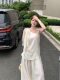 Beautiful Goddess-Like Textured Design Off-Shoulder Sleeveless Top with a High-End Feel, Loose and Slimming Wide-Leg Pants Early Autumn Set for Women